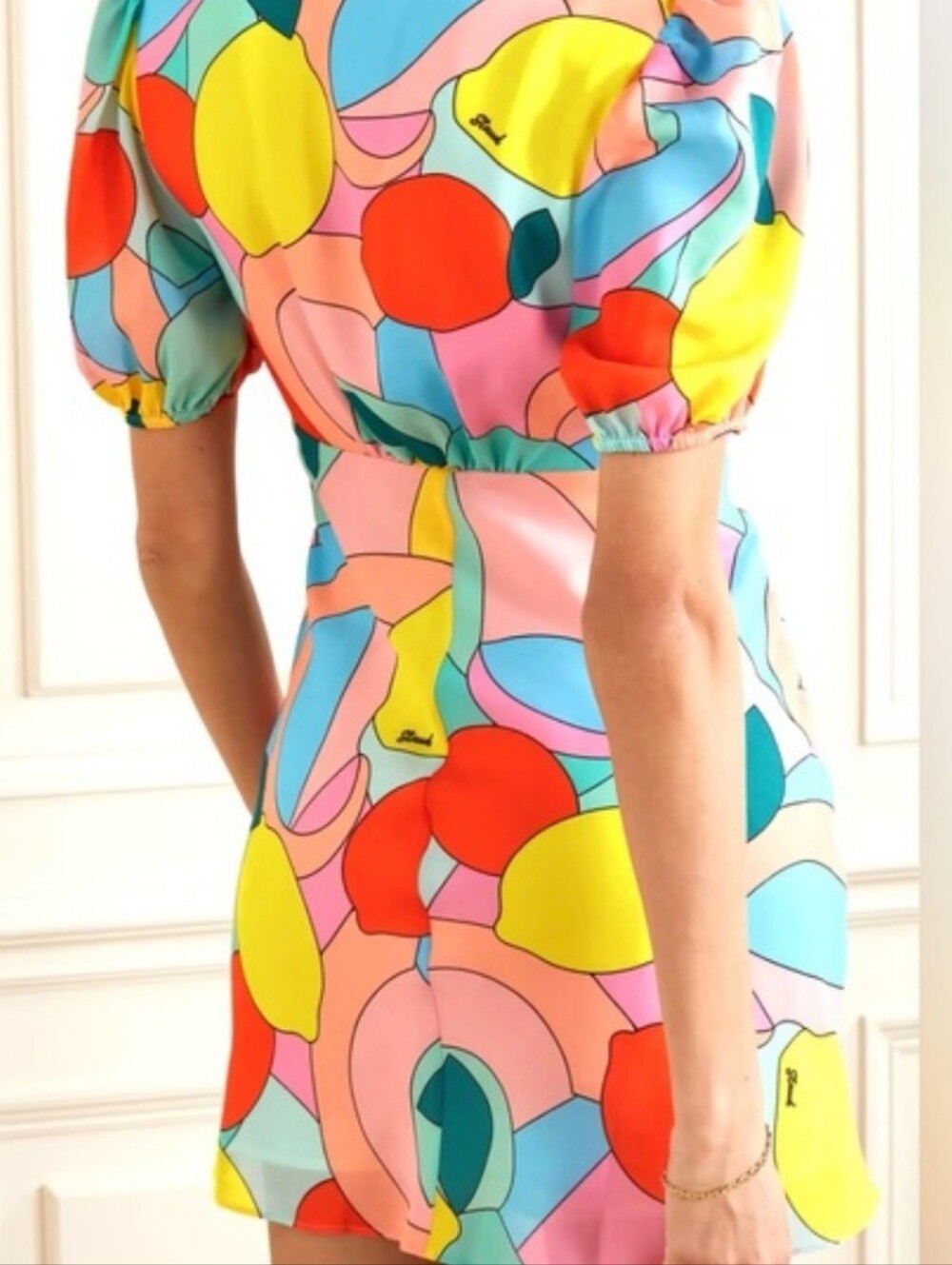 Staud Milla Citrus Kaleidoscope Mini Dress Size 0 Nwt - Picture 5 of 16